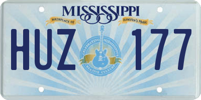 MS license plate HUZ177