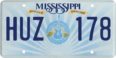 MS license plate HUZ178