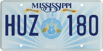 MS license plate HUZ180