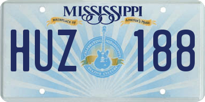 MS license plate HUZ188