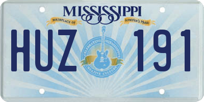 MS license plate HUZ191