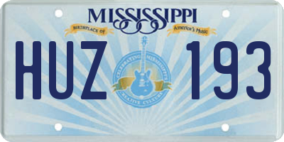 MS license plate HUZ193
