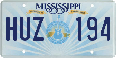 MS license plate HUZ194