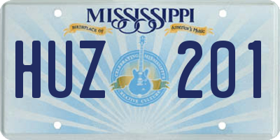 MS license plate HUZ201
