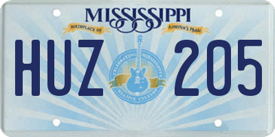 MS license plate HUZ205