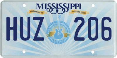 MS license plate HUZ206