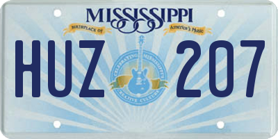MS license plate HUZ207
