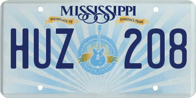 MS license plate HUZ208