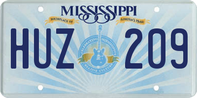 MS license plate HUZ209