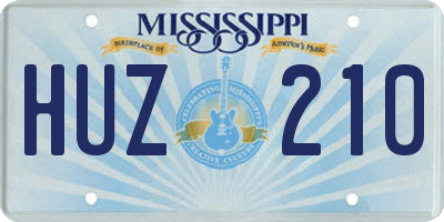 MS license plate HUZ210