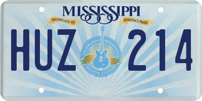 MS license plate HUZ214