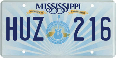 MS license plate HUZ216