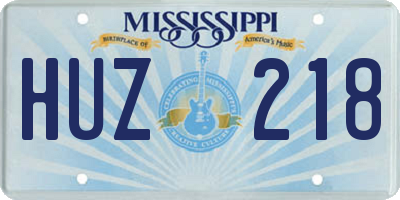 MS license plate HUZ218