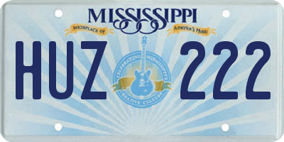 MS license plate HUZ222