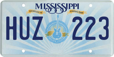 MS license plate HUZ223