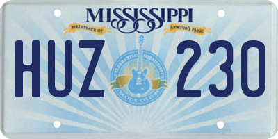 MS license plate HUZ230