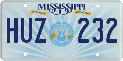 MS license plate HUZ232