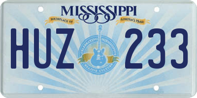 MS license plate HUZ233