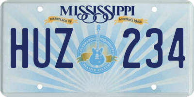 MS license plate HUZ234