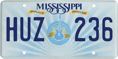 MS license plate HUZ236