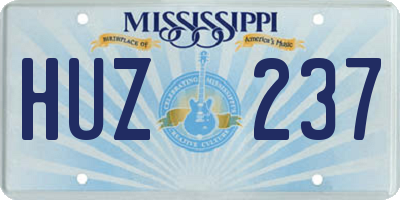 MS license plate HUZ237