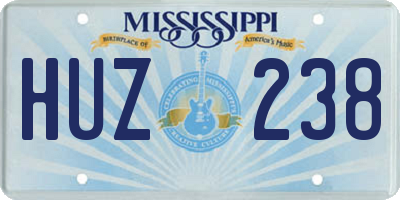 MS license plate HUZ238