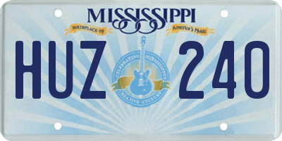 MS license plate HUZ240