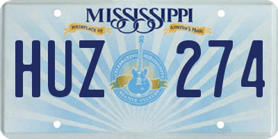 MS license plate HUZ274