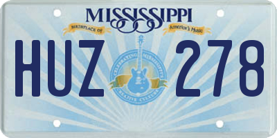 MS license plate HUZ278