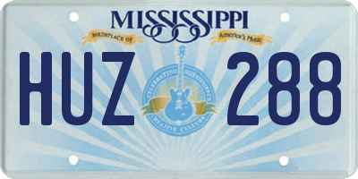 MS license plate HUZ288