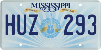 MS license plate HUZ293