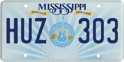MS license plate HUZ303