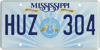MS license plate HUZ304