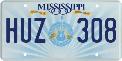 MS license plate HUZ308