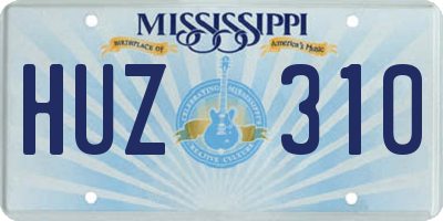MS license plate HUZ310