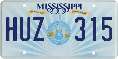 MS license plate HUZ315
