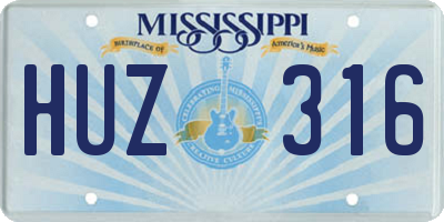 MS license plate HUZ316