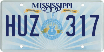 MS license plate HUZ317