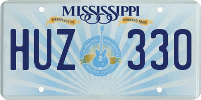 MS license plate HUZ330