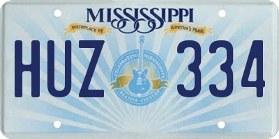 MS license plate HUZ334