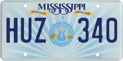 MS license plate HUZ340
