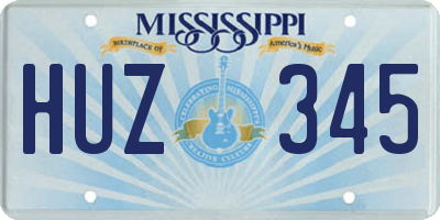 MS license plate HUZ345