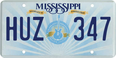 MS license plate HUZ347