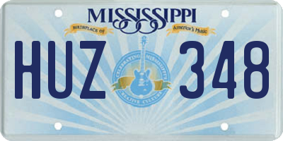 MS license plate HUZ348
