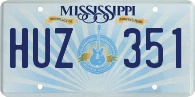 MS license plate HUZ351