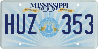 MS license plate HUZ353