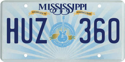 MS license plate HUZ360