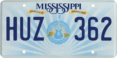 MS license plate HUZ362