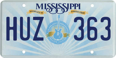 MS license plate HUZ363