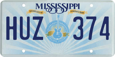 MS license plate HUZ374